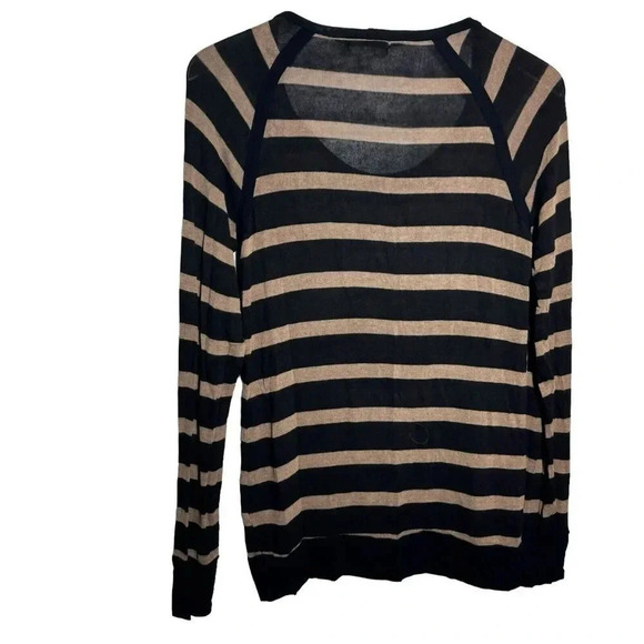 LNA Revolve Striped Long Sleeve scoop neck sweater knit top size Small Black tan - Picture 6 of 9